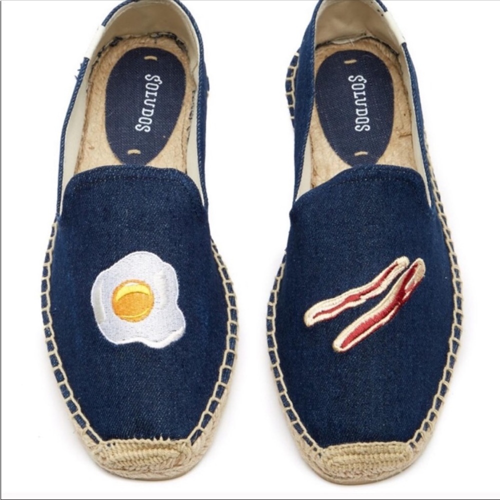 🍳🥓 Soludos‎ Bacon & Egg brunch denim jeans espadrille flats 7 - SOLD OUT!